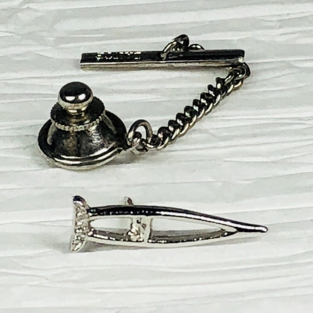Vintage Silver Tone Crutch Tie Tack Lapel Pin